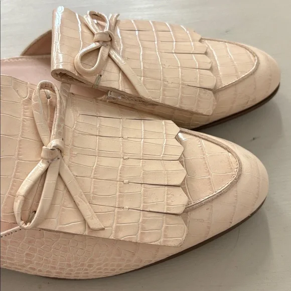 J. Crew Beige Embossed Leather Loafers Cream - Picture 4 of 5